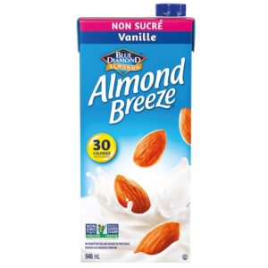 Blue Diamond Boisson non laitière à la vanille non sucrée, Almond Breeze 946 ml