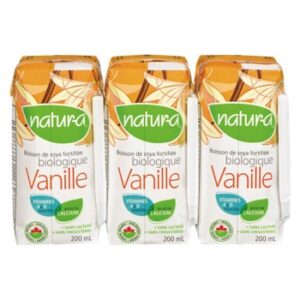 Natur-A Boisson de soya fortifiée à la vanille sans gluten et biologique 3 x 200 ml