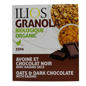 Granola biologique avoine et chocolat noir avec rainsins  Ilios  350g