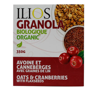 Granola biologique avoine et canneberges avec graines de lin Ilios  350g