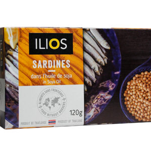 SARDINES DANS L’HUILE DE SOJA ILIOS 120G