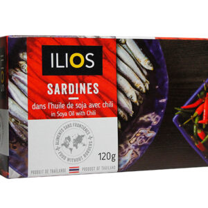 SARDINES DANS L’HUILE DE SOJA AVEC CHILI ILIOS 120G