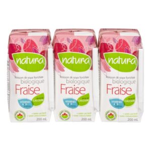 Natur-a Boisson de soya biologique fortifiée à saveur de fraises 3x200 ml