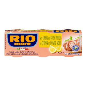 RIO MARE Thon pâle entier dans l'huile d'olive à saveur de citron et poivre noir 3X80 G