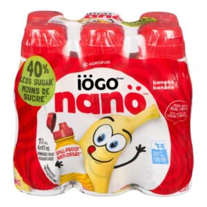 Iögo Yogourt à boire à la saveur de bananes 1 %, Nano 6x93 ml
