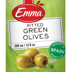 Olives vertes dénoyautées Emma 398 ml